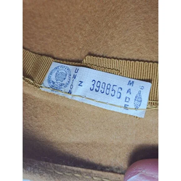 Vtg Glenover Derby Wool Cloche Hat With Netting & Bow Women's Gold Union Made - Picture 4 of 13